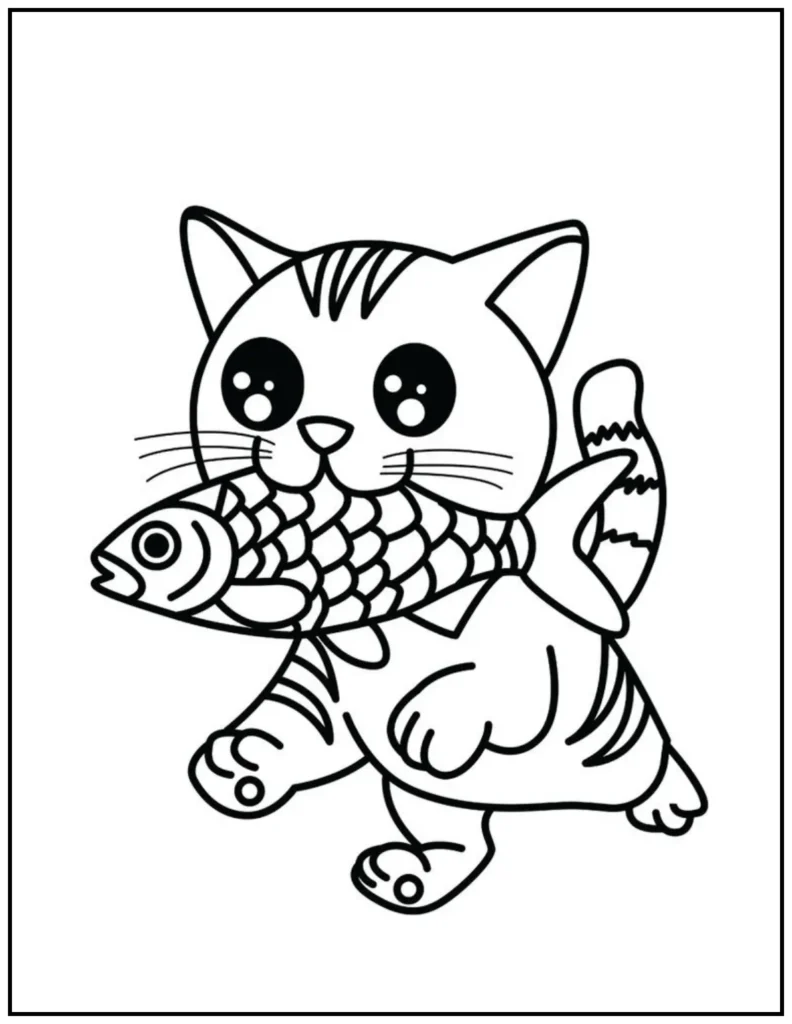 Little cat with a fish