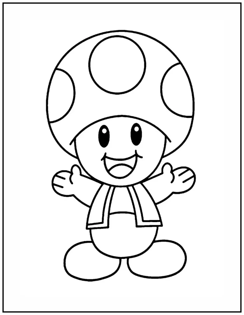 Toad grins happily in this joyful scene