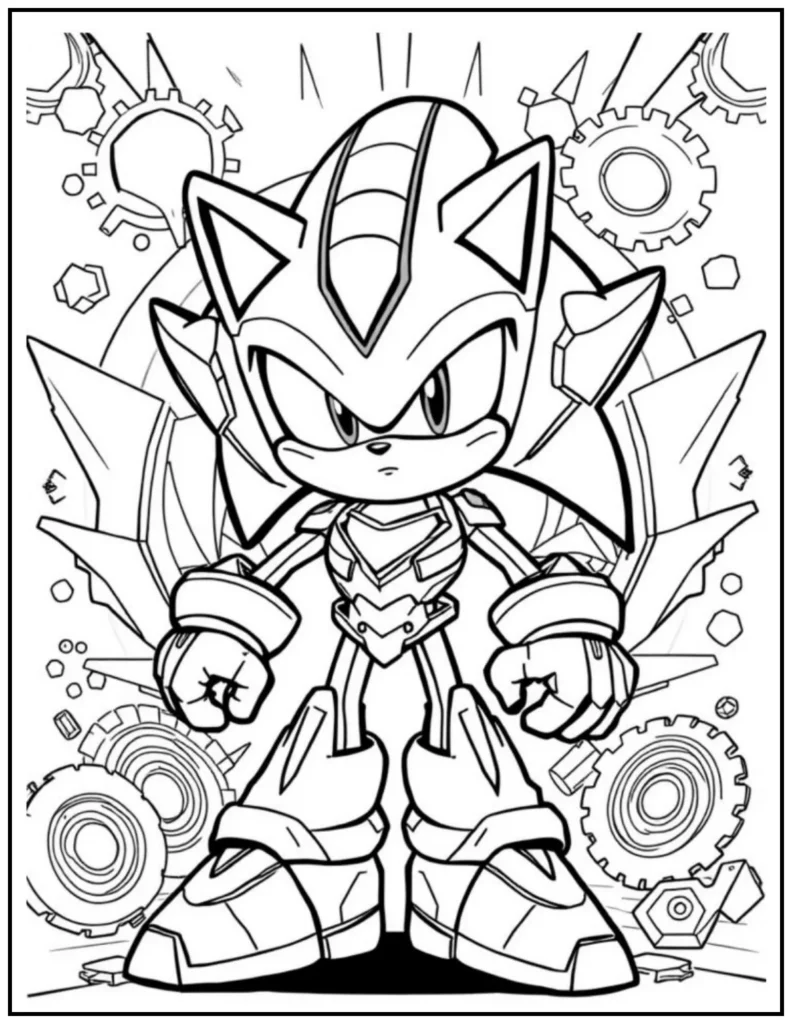 geometric Sonic coloring page