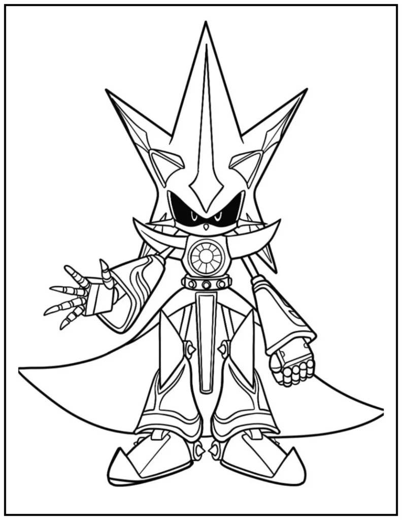 Sonic combines bold lines coloring page