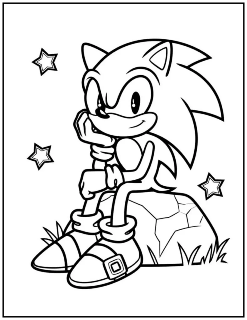sonic Relaxing on a rock